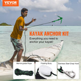 Bath Caddies: VEVOR Kayak Anchor Kit, 3.5 lb Paddle Board Anchor Kit with 26.2 ft/8 m Rope and Buoy, Folding Small Boat Anchor with Storage Bag and Snap Hook, Kayak Accessories for Kayaks, Small Boats, Canoes