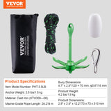 Bath Caddies: VEVOR Kayak Anchor Kit, 3.5 lb Paddle Board Anchor Kit with 26.2 ft/8 m Rope and Buoy, Folding Small Boat Anchor with Storage Bag and Snap Hook, Kayak Accessories for Kayaks, Small Boats, Canoes