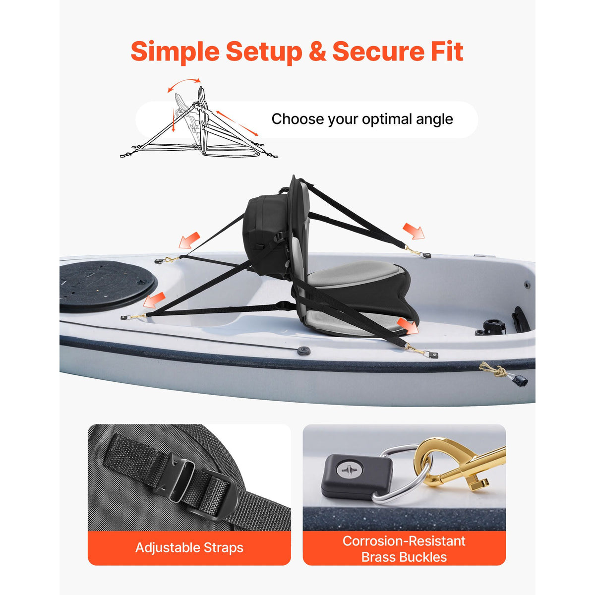Kayak Seat, 1 Pack 31 mm Thick, Universal Paddle Board Seat with Back Support, Sit-on-Top Soft Padded Cushion with Storage Bag & Adjustable Straps for SUP, Fishing/Inflatable Kayak, Rowboat