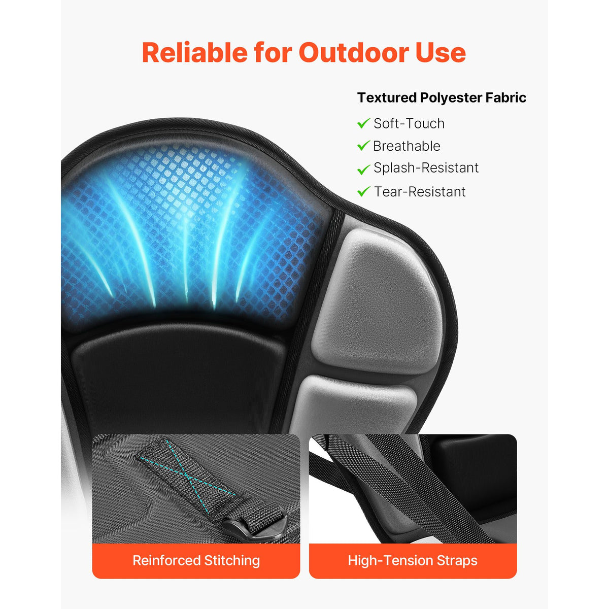 Kayak Seat, 1 Pack 31 mm Thick, Universal Paddle Board Seat with Back Support, Sit-on-Top Soft Padded Cushion with Storage Bag & Adjustable Straps for SUP, Fishing/Inflatable Kayak, Rowboat