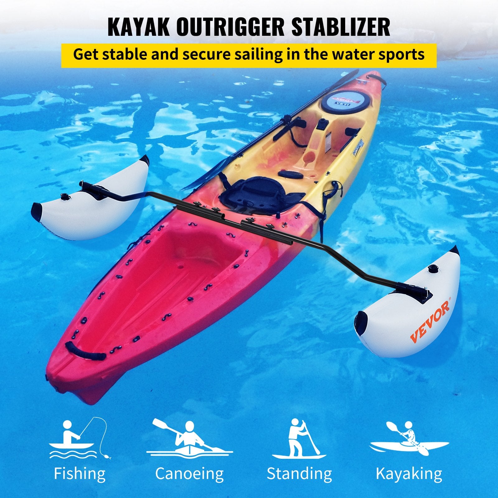 Pool Toys & Inflatables: VEVOR Kayak Outrigger Stabilizer Inflatable Outrigger Float 2PCS PVC w/ Arms Rod
