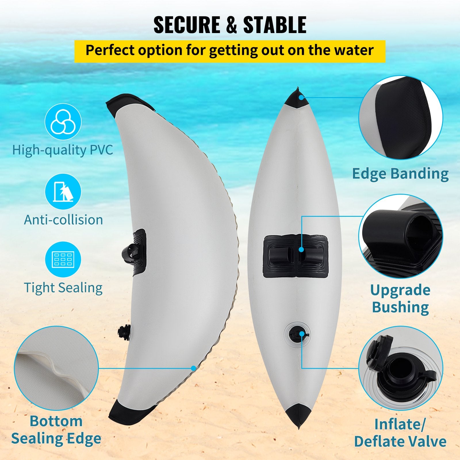 Pool Toys & Inflatables: VEVOR Kayak Outrigger Stabilizer Inflatable Outrigger Float 2PCS PVC w/ Arms Rod