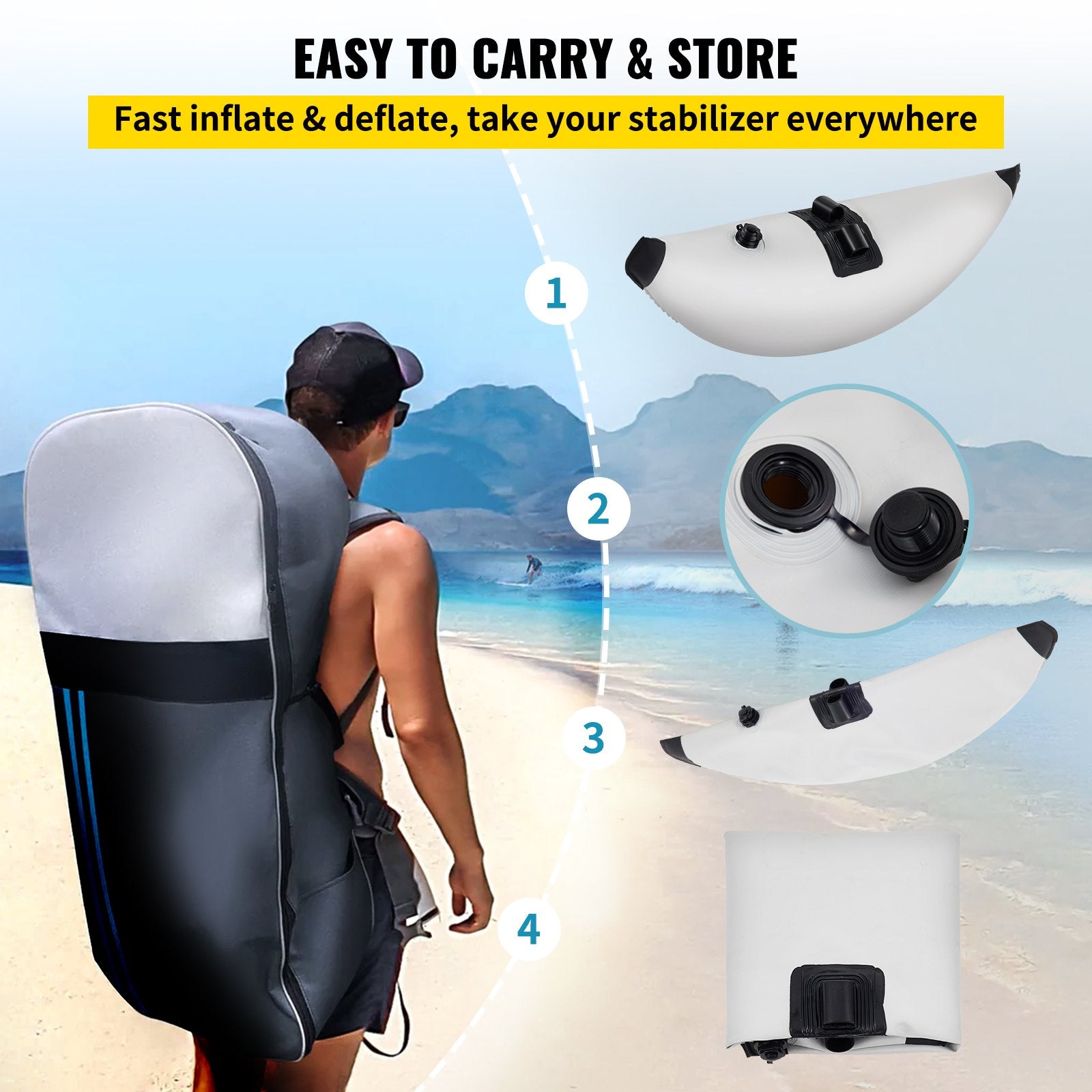 Pool Toys & Inflatables: VEVOR Kayak Outrigger Stabilizer Inflatable Outrigger Float 2PCS PVC w/ Arms Rod