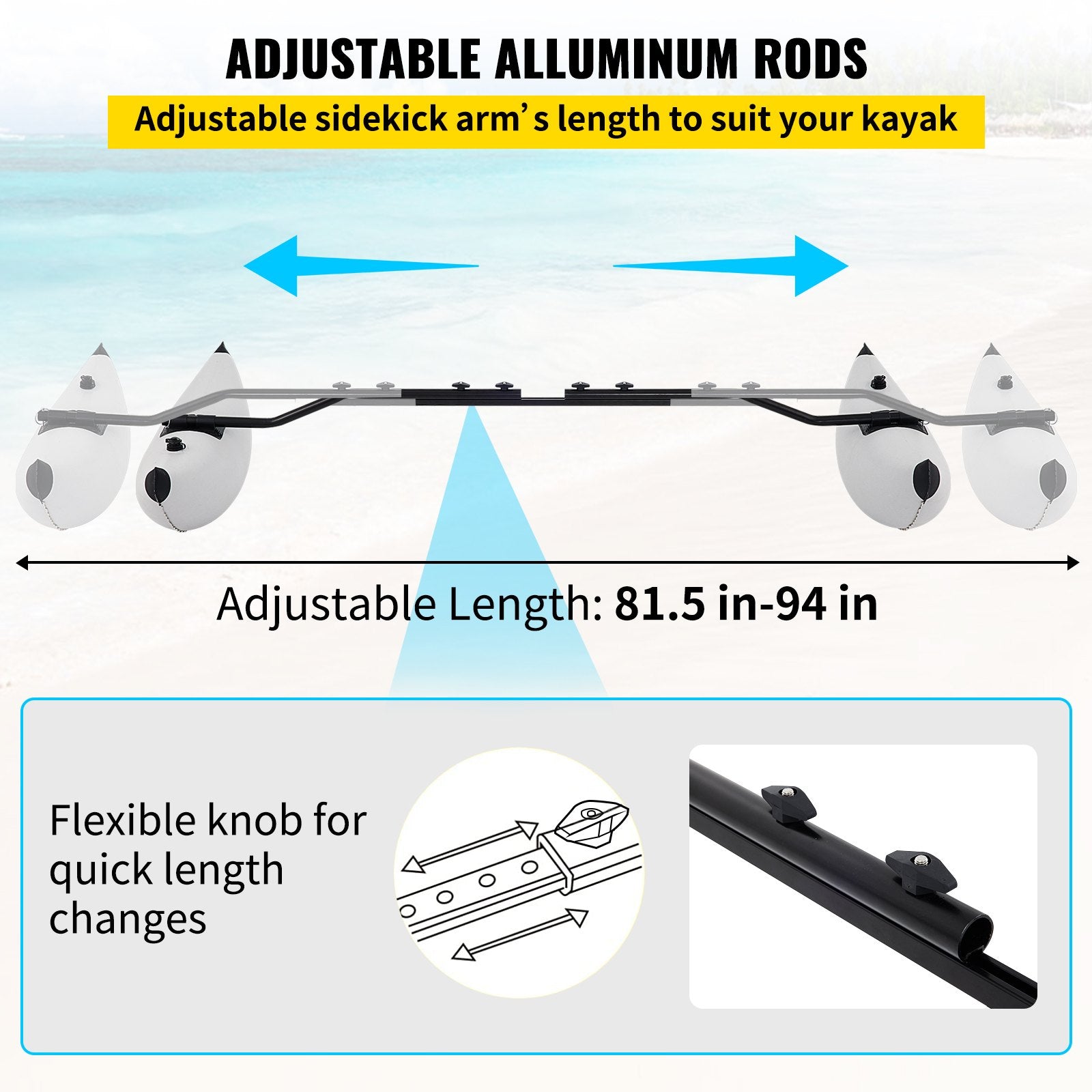 Pool Toys & Inflatables: VEVOR Kayak Outrigger Stabilizer Inflatable Outrigger Float 2PCS PVC w/ Arms Rod