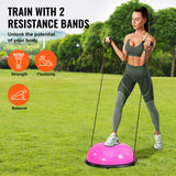 Basketball & Basketball Accessories: VEVOR Half Exercise Ball Trainer, 23 inch Balance Ball Trainer, 660lbs Capacity Stability Ball, Yoga Ball with Resistance Bands & Foot Pump, Strength Fitness Ball for Home Gym, Full Body Workout, Pink