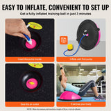 Basketball & Basketball Accessories: VEVOR Half Exercise Ball Trainer, 23 inch Balance Ball Trainer, 660lbs Capacity Stability Ball, Yoga Ball with Resistance Bands & Foot Pump, Strength Fitness Ball for Home Gym, Full Body Workout, Pink