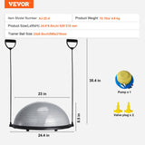 Basketball & Basketball Accessories: VEVOR Half Exercise Ball Trainer, 23 inch Balance Ball Trainer, 660lbs Capacity Stability Ball, Yoga Ball with Resistance Bands & Foot Pump, Strength Fitness Ball for Home Gym, Full Body Workout, Gray