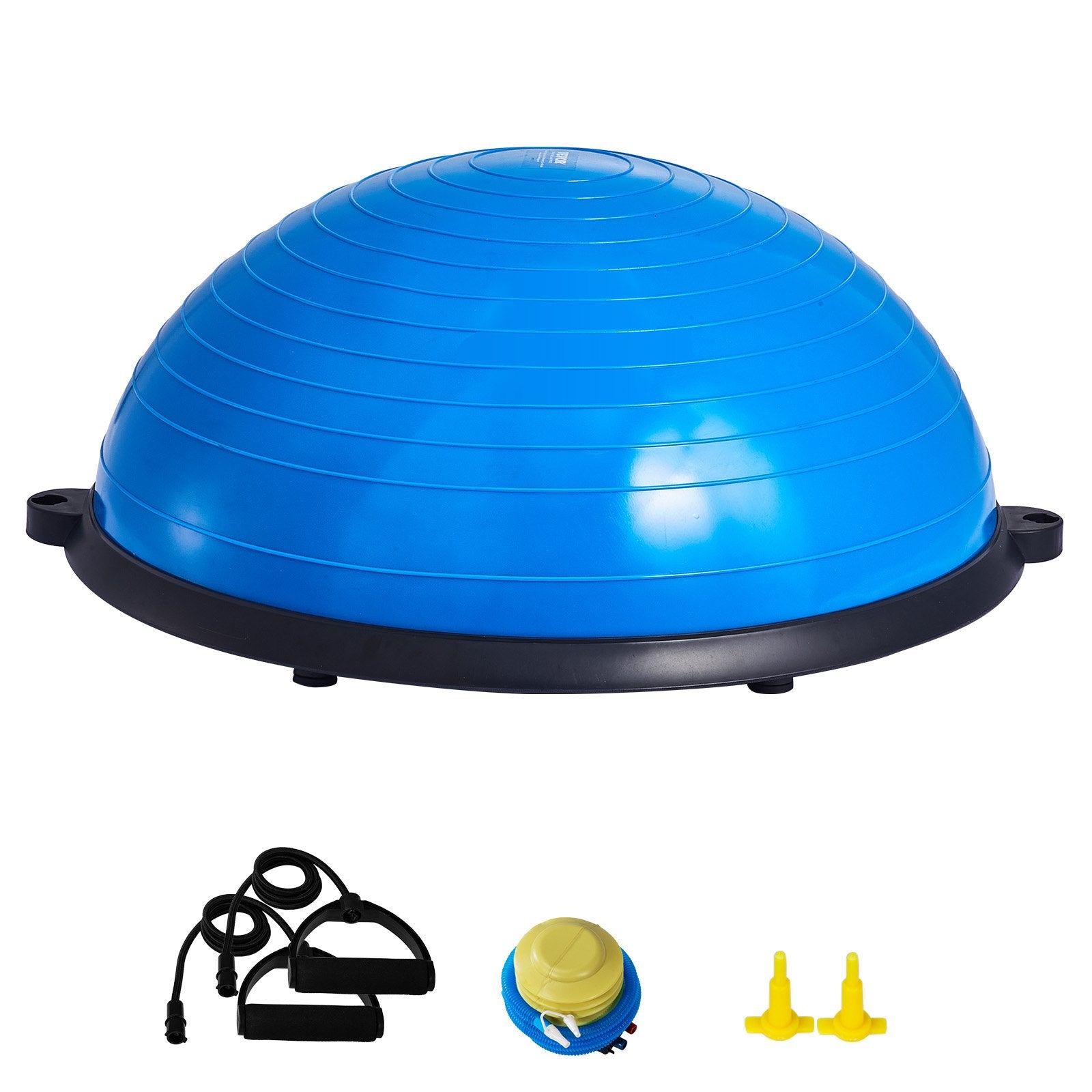 Basketball & Basketball Accessories: VEVOR Half Exercise Ball Trainer, 23 inch Balance Ball Trainer, 660lbs Capacity Stability Ball, Yoga Ball with Resistance Bands & Foot Pump, Strength Fitness Ball for Home Gym, Full Body Workout, Blue