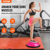 Basketball & Basketball Accessories: VEVOR Half Exercise Ball Trainer, 26 inch Balance Ball Trainer, 1500lbs Capacity Stability Ball, Yoga Ball with Resistance Bands & Foot Pump, Strength Fitness Ball for Home Gym Full Body Workout, Pink