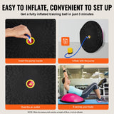 Basketball & Basketball Accessories: VEVOR Half Exercise Ball Trainer, 26 inch Balance Ball Trainer, 1500lbs Capacity Stability Ball, Yoga Ball with Resistance Bands & Foot Pump, Strength Fitness Ball for Home Gym Full Body Workout, Pink