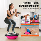 Basketball & Basketball Accessories: VEVOR Half Exercise Ball Trainer, 26 inch Balance Ball Trainer, 1500lbs Capacity Stability Ball, Yoga Ball with Resistance Bands & Foot Pump, Strength Fitness Ball for Home Gym Full Body Workout, Pink