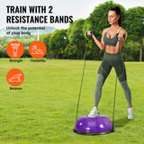 Basketball & Basketball Accessories: VEVOR Half Exercise Ball Trainer, 23 inch Balance Ball Trainer, 660lbs Stability Ball, Yoga Ball with Resistance Bands & Foot Pump, Strength Fitness Ball for Home Gym, Full Body Workout, Purple