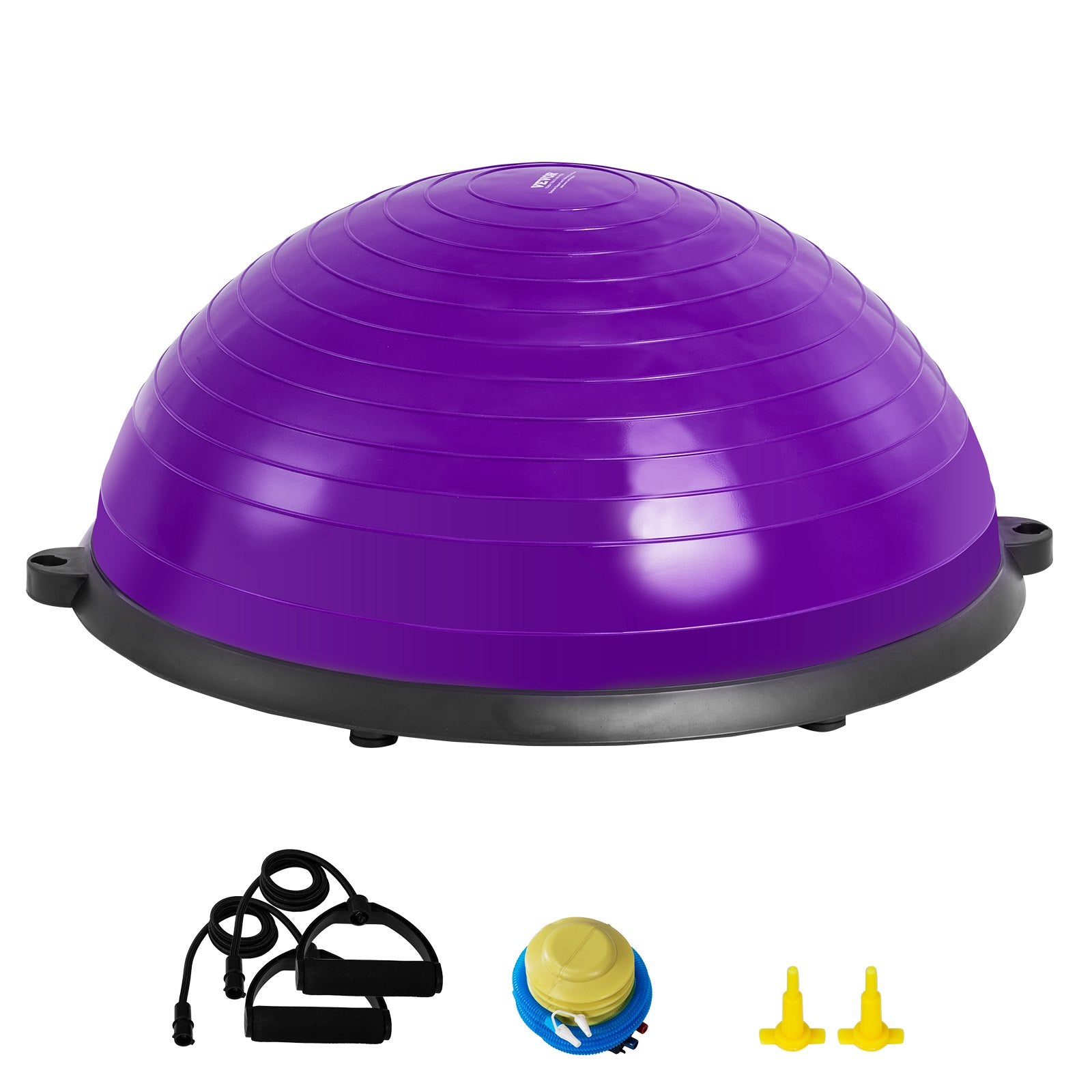 Basketball & Basketball Accessories: VEVOR Half Exercise Ball Trainer, 23 inch Balance Ball Trainer, 660lbs Stability Ball, Yoga Ball with Resistance Bands & Foot Pump, Strength Fitness Ball for Home Gym, Full Body Workout, Purple