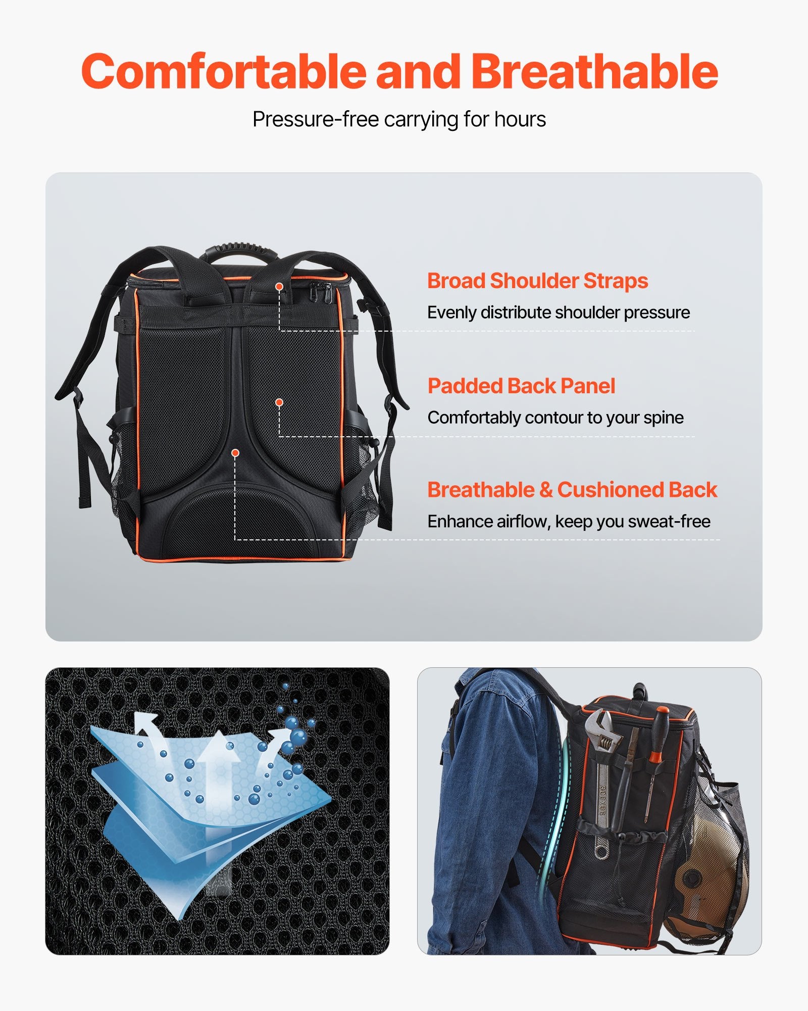 Camp Safety Equipment: VEVOR 33L Welding Backpack 600D Polyester Welder Backpack for Tools and Helmet