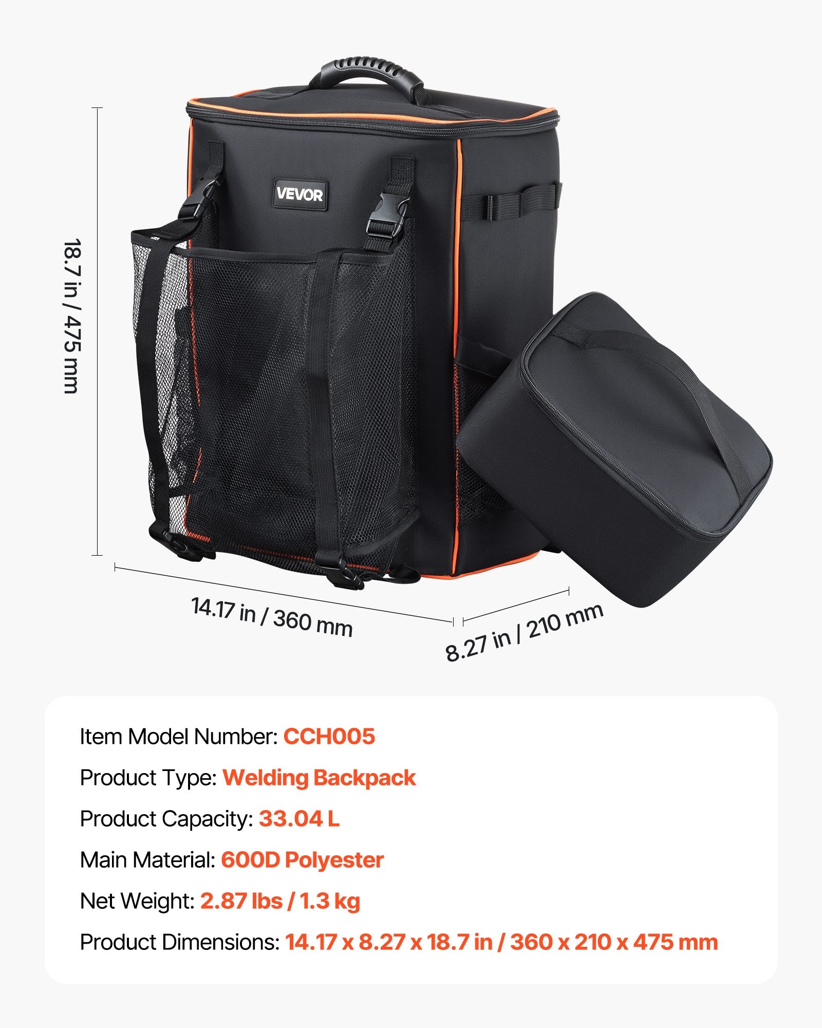 Camp Safety Equipment: VEVOR 33L Welding Backpack 600D Polyester Welder Backpack for Tools and Helmet