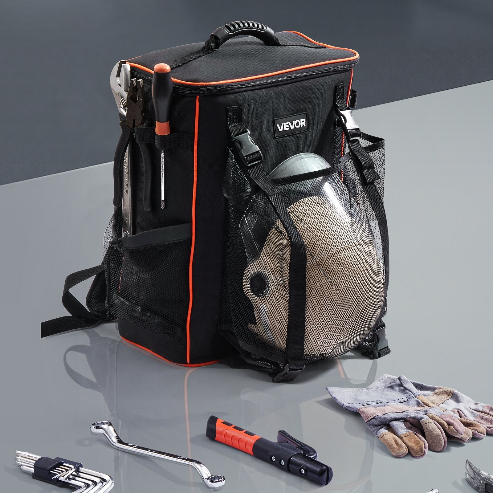 Camp Safety Equipment: VEVOR 33L Welding Backpack 600D Polyester Welder Backpack for Tools and Helmet