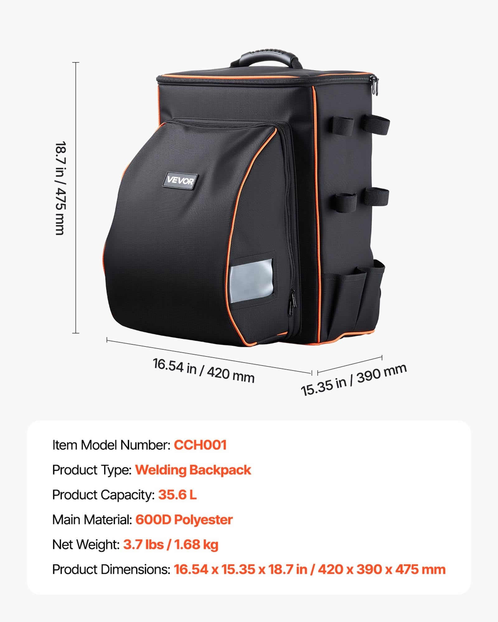 Camp Safety Equipment: VEVOR 35.6L Welding Backpack 600D Polyester Welder Backpack for Tools and Helmet