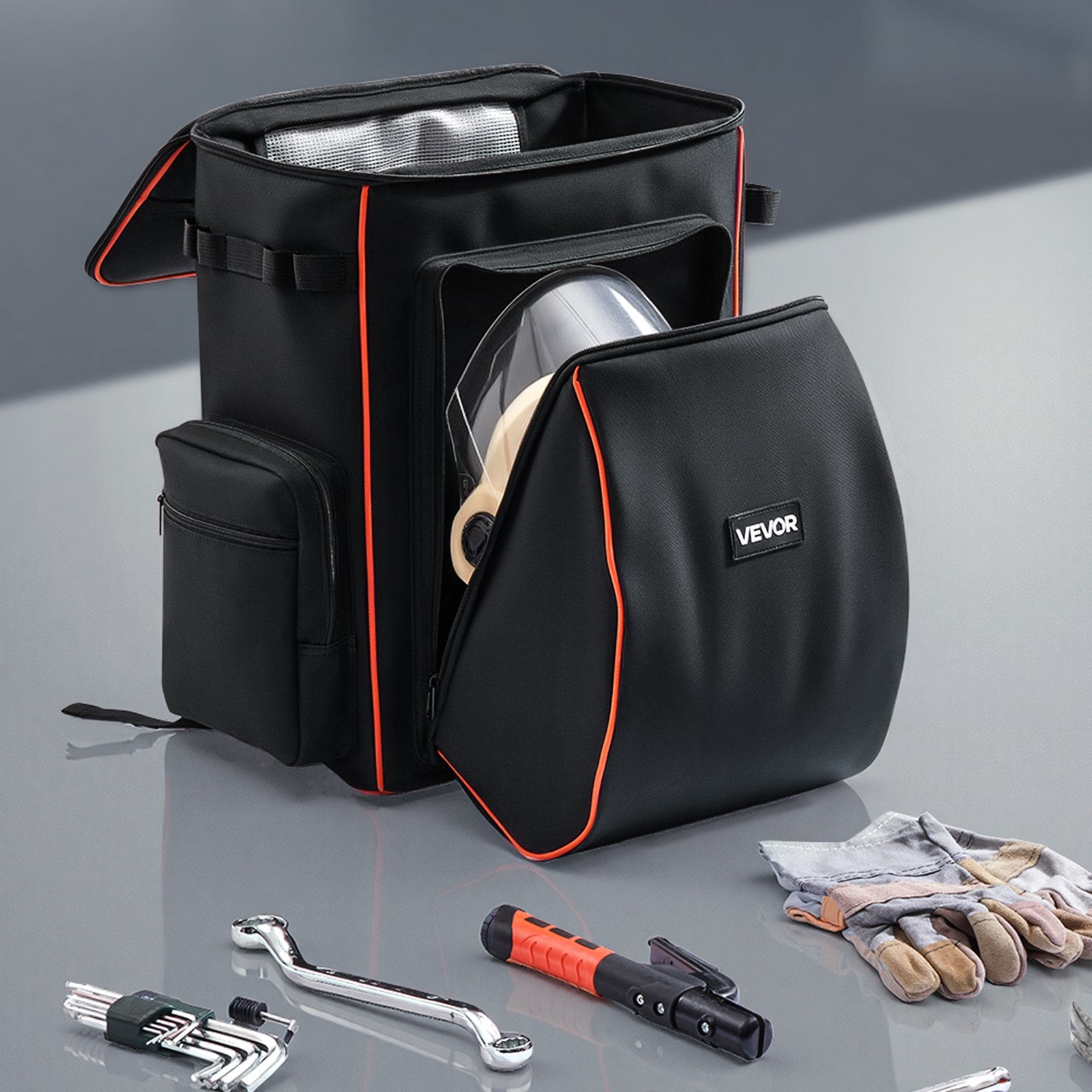 Camp Safety Equipment: VEVOR 35.6L Welding Backpack 600D Polyester Welder Backpack for Tools and Helmet