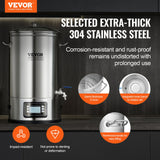 Basketball & Basketball Accessories: VEVOR Electric Brewing System, 8 GALLON Brewing Stock Pot, All-in-One Home Beer Brewer, 304 Stainless Steel Brewing Supplies with Panel, Includes Glass Lid, Handle, Spigot, Electronic Panel Control