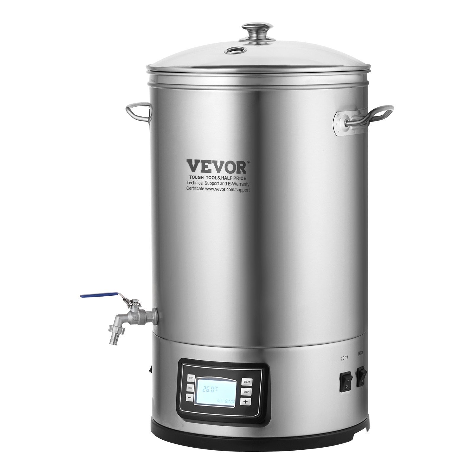 Basketball & Basketball Accessories: VEVOR Electric Brewing System, 8 GALLON Brewing Stock Pot, All-in-One Home Beer Brewer, 304 Stainless Steel Brewing Supplies with Panel, Includes Glass Lid, Handle, Spigot, Electronic Panel Control