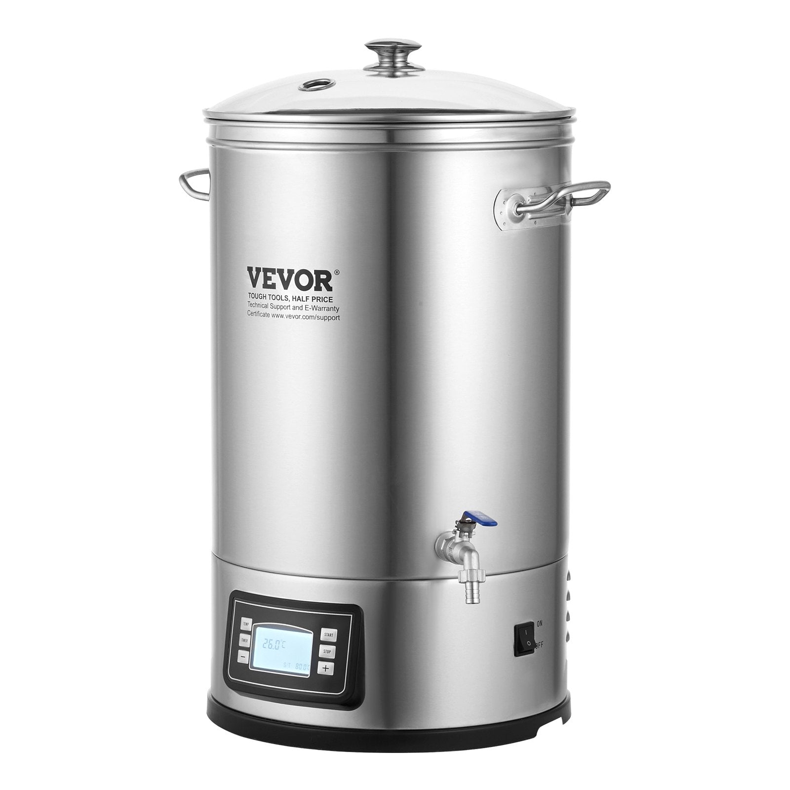 Basketball & Basketball Accessories: VEVOR Electric Brewing System, 8 GALLON Brewing Stock Pot, All-in-One Home Beer Brewer, 304 Stainless Steel Brewing Supplies with Panel, Includes Glass Lid, Handle, Spigot, Electronic Panel Control