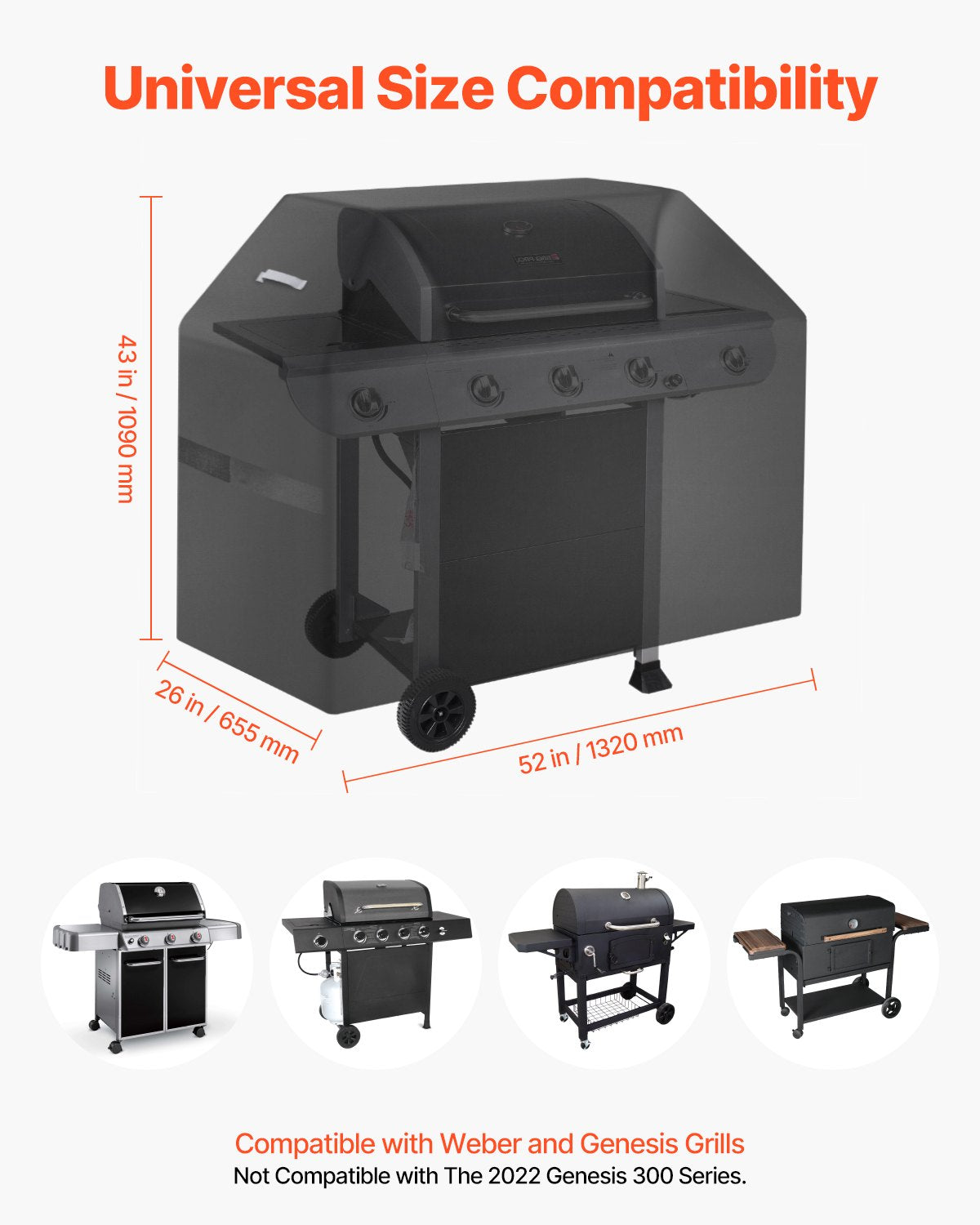 BBQs & Accessories: VEVOR 52 inch Grill Cover Heavy Duty BBQ Gas Grill Cover Outdoor Waterproof