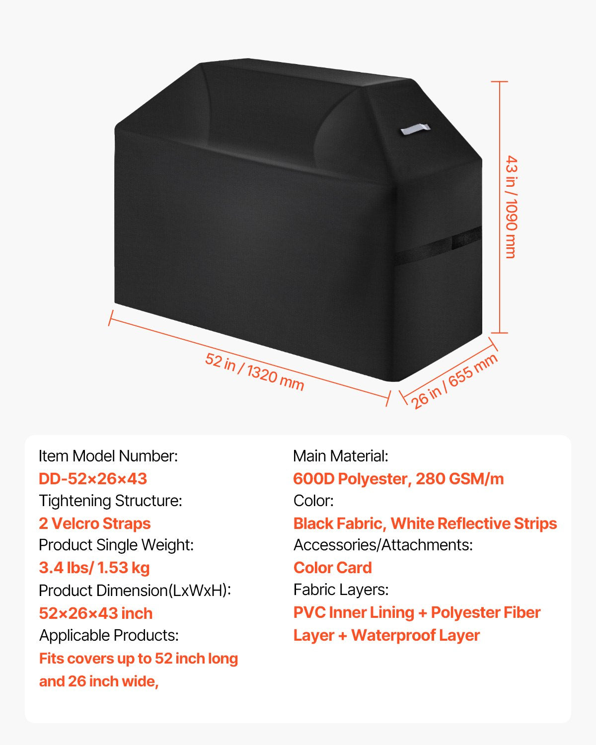 BBQs & Accessories: VEVOR 52 inch Grill Cover Heavy Duty BBQ Gas Grill Cover Outdoor Waterproof
