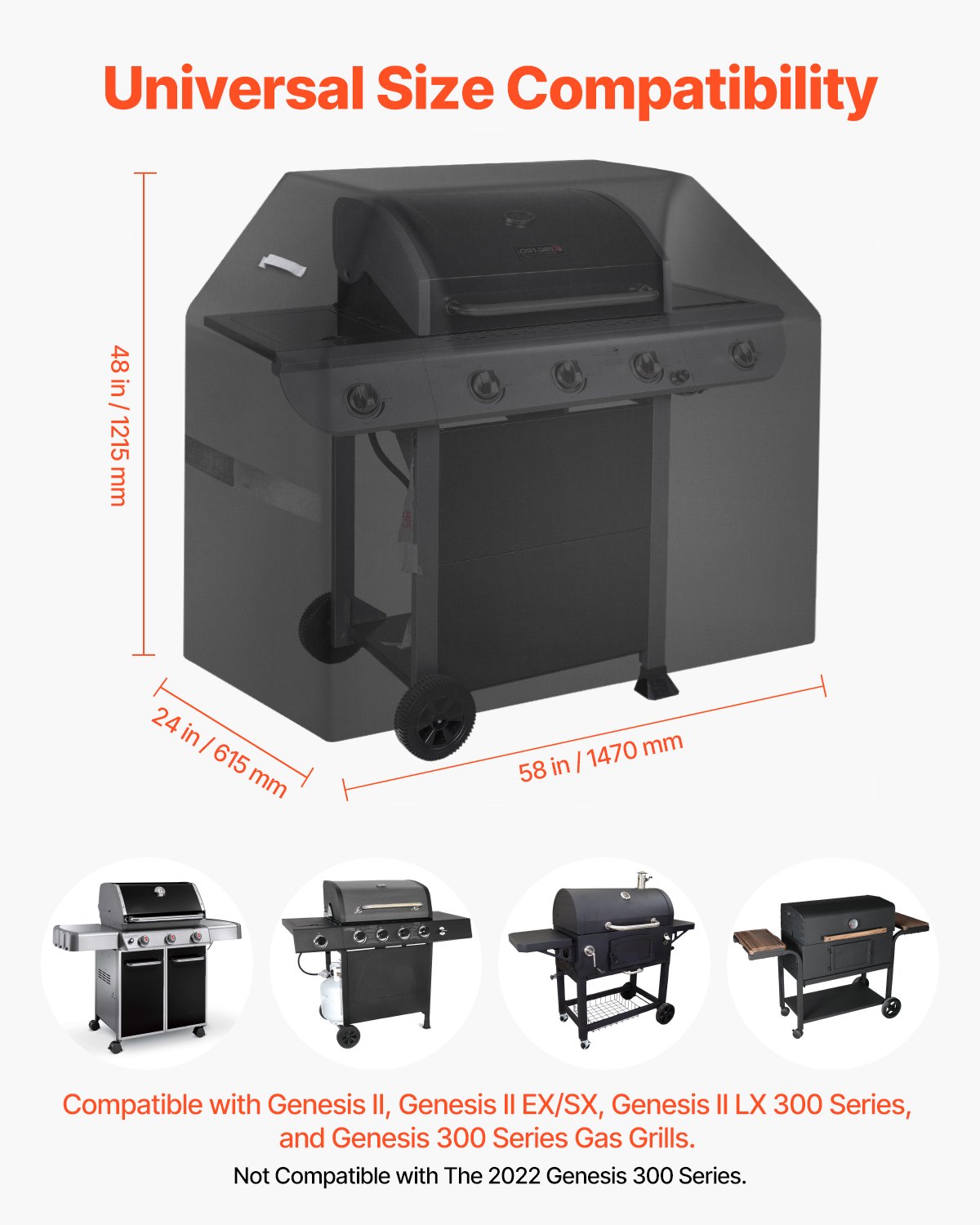 BBQs & Accessories: VEVOR 58 inch Grill Cover Heavy Duty BBQ Gas Grill Cover Outdoor Waterproof