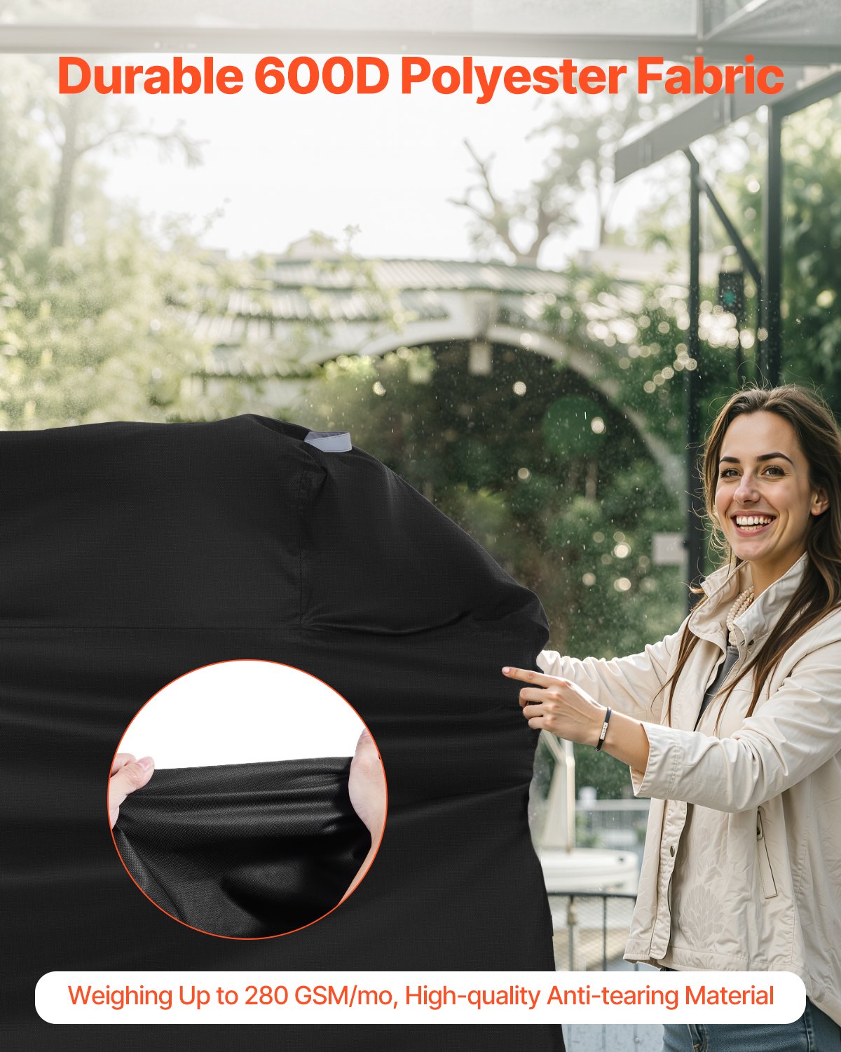 BBQs & Accessories: VEVOR Grill Cover, 63 inch BBQ Covers for Outdoor Grills, Waterproof, Fade Resistant, Weather Resistant Heavy Duty 600D Polyester, Easy On/Off, with Hook-and-Loop Straps, Black