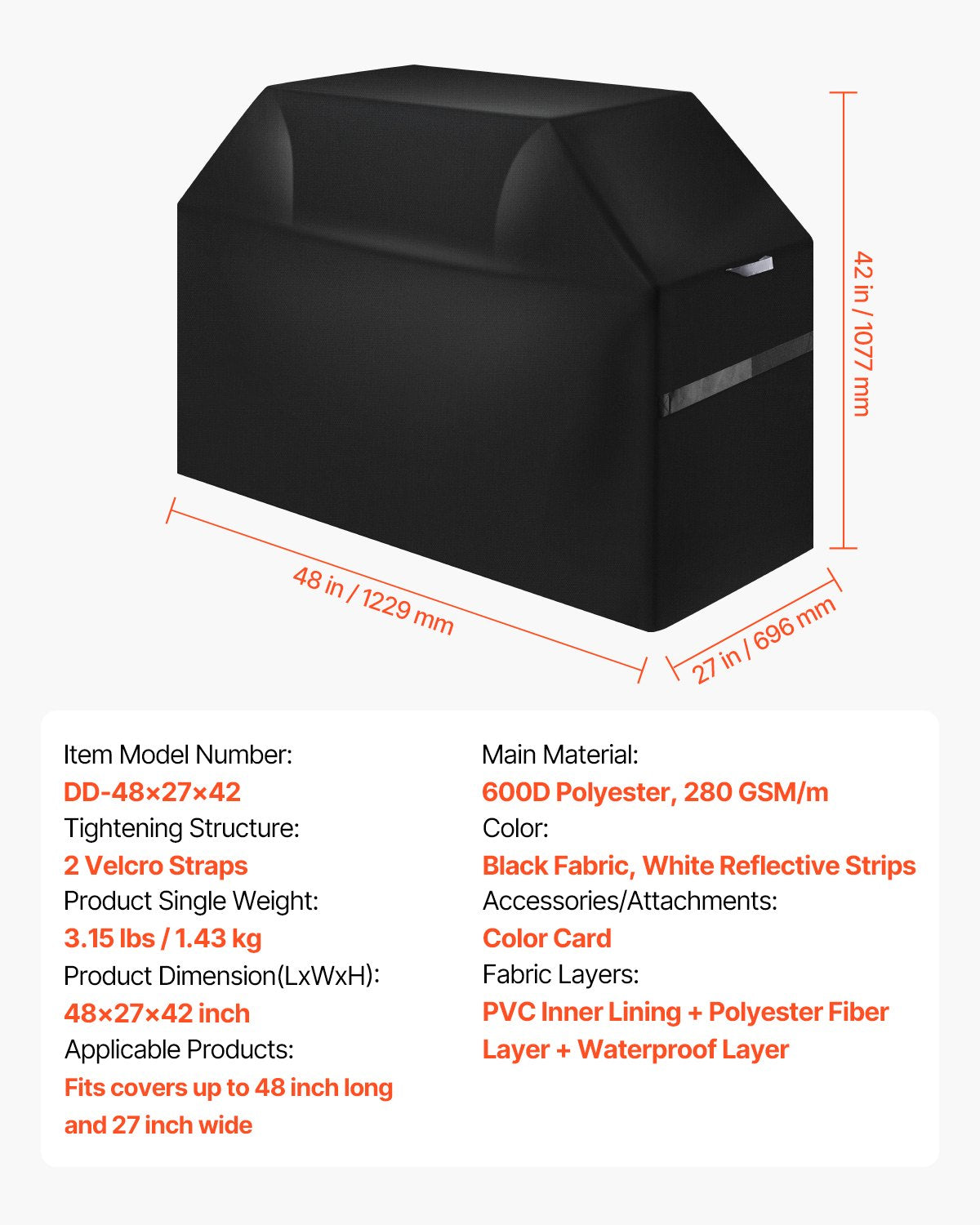 BBQs & Accessories: VEVOR 48 inch Grill Cover Heavy Duty BBQ Gas Grill Cover Outdoor Waterproof