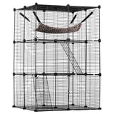 Small Animal Habitats & Cages: VEVOR Large 3-tier Cat Cage, 28 x 28 x 41", DIY Detachable Metal Wire Durable Cat Enclosure, with Large Hammock 2 Ramp Ladders, Fit for Cats Exercise Indoor ＆ Outdoor, Ease of Assembly, Black