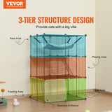 Small Animal Habitats & Cages: VEVOR Large 3-tier Cat Cage, 28 x 28 x 41", DIY Detachable Metal Wire Durable Cat Enclosure, with Large Hammock 2 Ramp Ladders, Fit for Cats Exercise Indoor ＆ Outdoor, Ease of Assembly, Black
