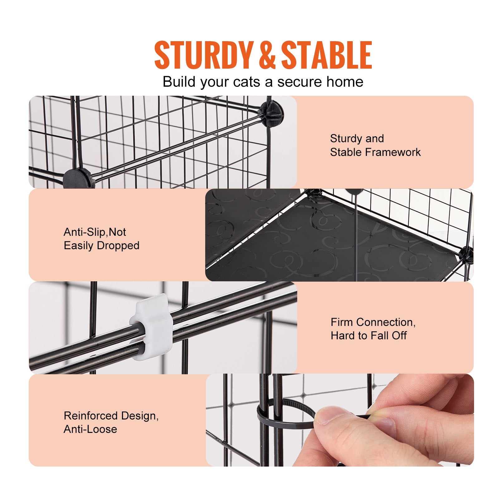 Small Animal Habitats & Cages: VEVOR Large 3-tier Cat Cage, 28 x 28 x 41", DIY Detachable Metal Wire Durable Cat Enclosure, with Large Hammock 2 Ramp Ladders, Fit for Cats Exercise Indoor ＆ Outdoor, Ease of Assembly, Black
