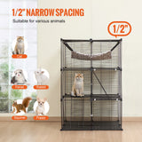 Small Animal Habitats & Cages: VEVOR Large 3-tier Cat Cage, 28 x 28 x 41", DIY Detachable Metal Wire Durable Cat Enclosure, with Large Hammock 2 Ramp Ladders, Fit for Cats Exercise Indoor ＆ Outdoor, Ease of Assembly, Black