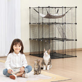 Small Animal Habitats & Cages: VEVOR Large 3-tier Cat Cage, 28 x 28 x 41", DIY Detachable Metal Wire Durable Cat Enclosure, with Large Hammock 2 Ramp Ladders, Fit for Cats Exercise Indoor ＆ Outdoor, Ease of Assembly, Black