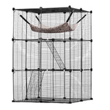 Small Animal Habitats & Cages: VEVOR Large 3-tier Cat Cage, 28 x 28 x 41", DIY Detachable Metal Wire Durable Cat Enclosure, with Large Hammock 2 Ramp Ladders, Fit for Cats Exercise Indoor ＆ Outdoor, Ease of Assembly, Black