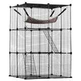 Small Animal Habitats & Cages: VEVOR Large 3-tier Cat Cage, 28 x 28 x 41", DIY Detachable Metal Wire Durable Cat Enclosure, with Large Hammock 2 Ramp Ladders, Fit for Cats Exercise Indoor ＆ Outdoor, Ease of Assembly, Black