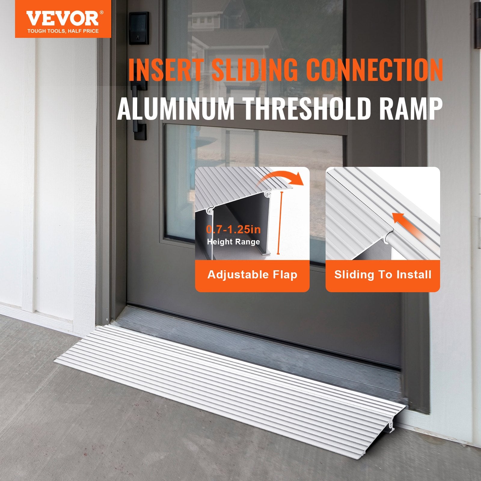 Other Hampers: VEVOR Door Threshold Ramp, 1" Rise, 800 lbs Load Capacity, Door Ramp for Wheelchairs, Aluminum Threshold Ramp for Doorways, Adjustable Modular Threshold Ramp for Wheelchairs, Scooters, Power Chairs