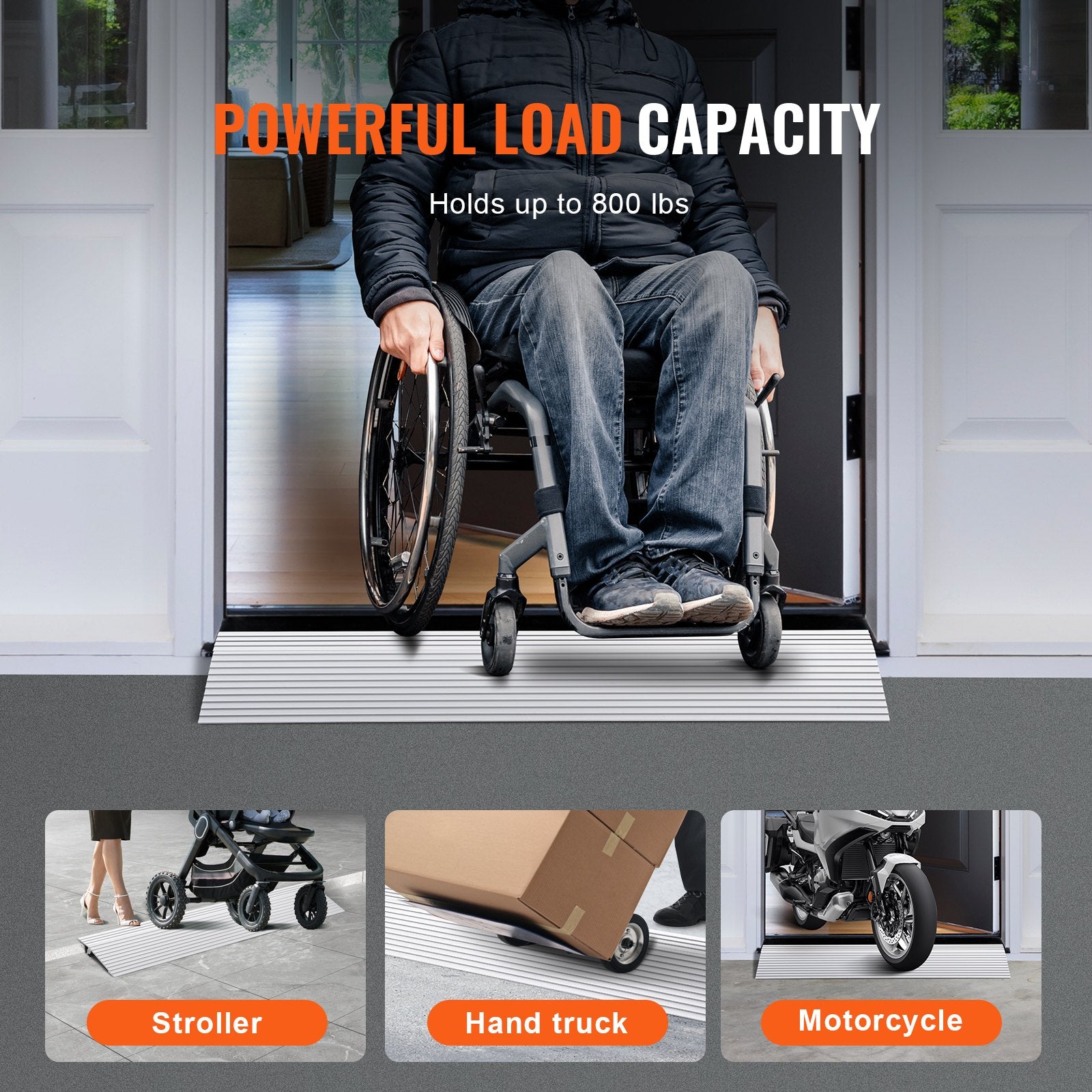Other Hampers: VEVOR Door Threshold Ramp, 1" Rise, 800 lbs Load Capacity, Door Ramp for Wheelchairs, Aluminum Threshold Ramp for Doorways, Adjustable Modular Threshold Ramp for Wheelchairs, Scooters, Power Chairs