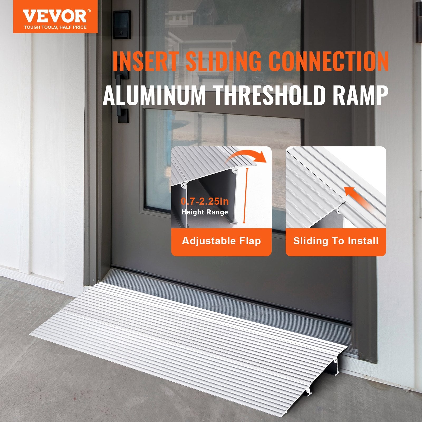 Other Hampers: VEVOR Door Threshold Ramp, 2" Rise, 800 lbs Load Capacity, Door Ramp for Wheelchairs, Aluminum Threshold Ramp for Doorways, Adjustable Modular Threshold Ramp for Wheelchairs, Scooters, Power Chairs
