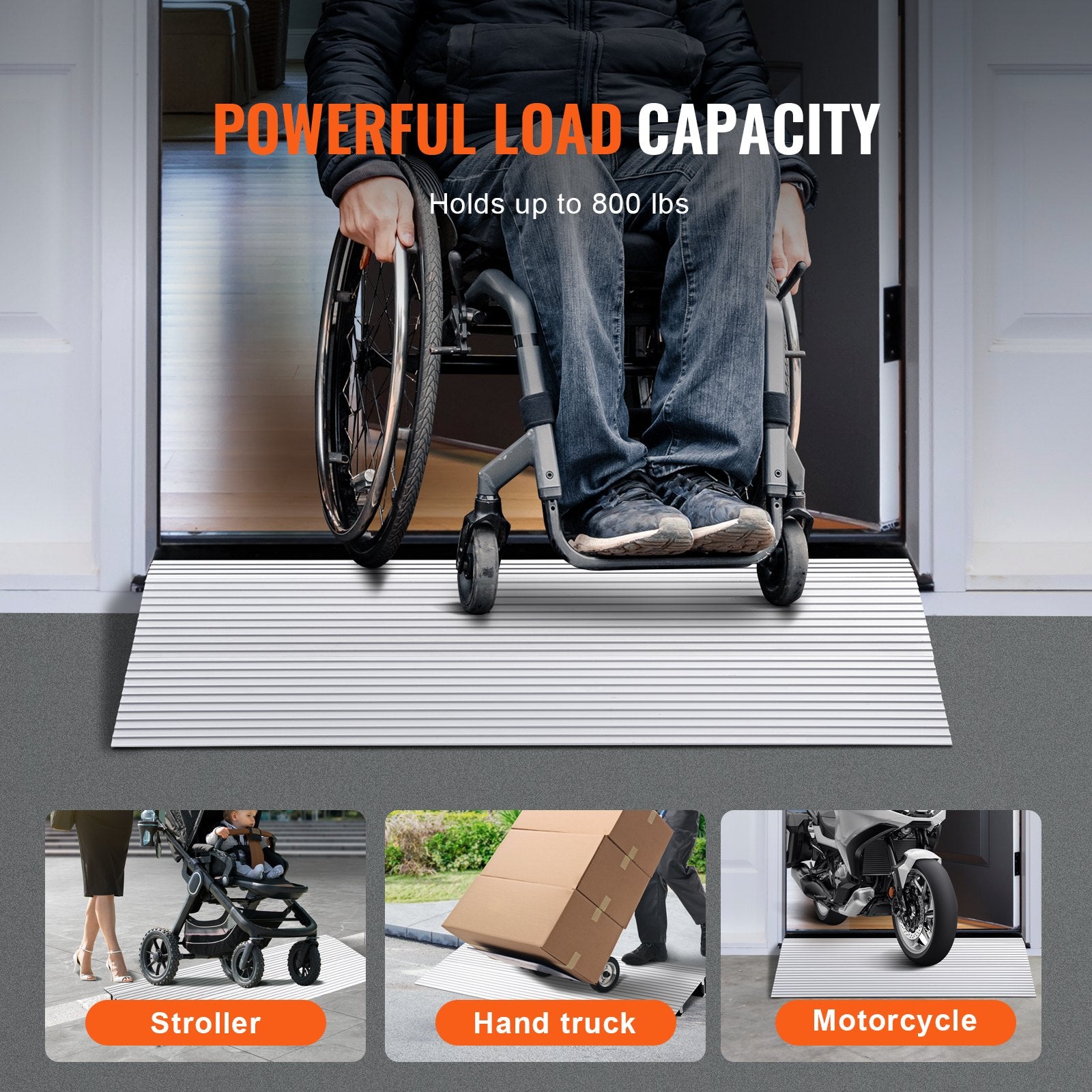 Other Hampers: VEVOR Door Threshold Ramp, 2" Rise, 800 lbs Load Capacity, Door Ramp for Wheelchairs, Aluminum Threshold Ramp for Doorways, Adjustable Modular Threshold Ramp for Wheelchairs, Scooters, Power Chairs