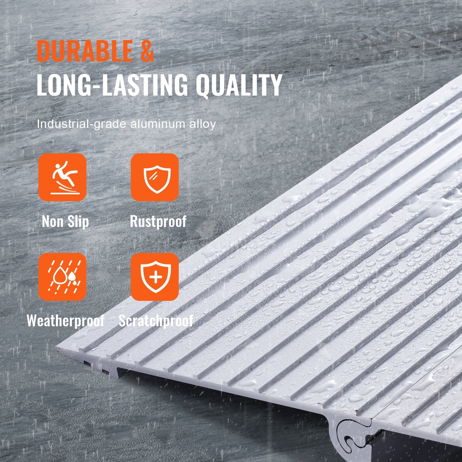 Door Threshold Ramp, 6" Rise, 800 lbs Load Capacity, Door Ramp for Wheelchairs, Aluminum Threshold Ramp for Doorways, Adjustable Modular Threshold Ramp for Wheelchairs, Scooters, Power Chairs