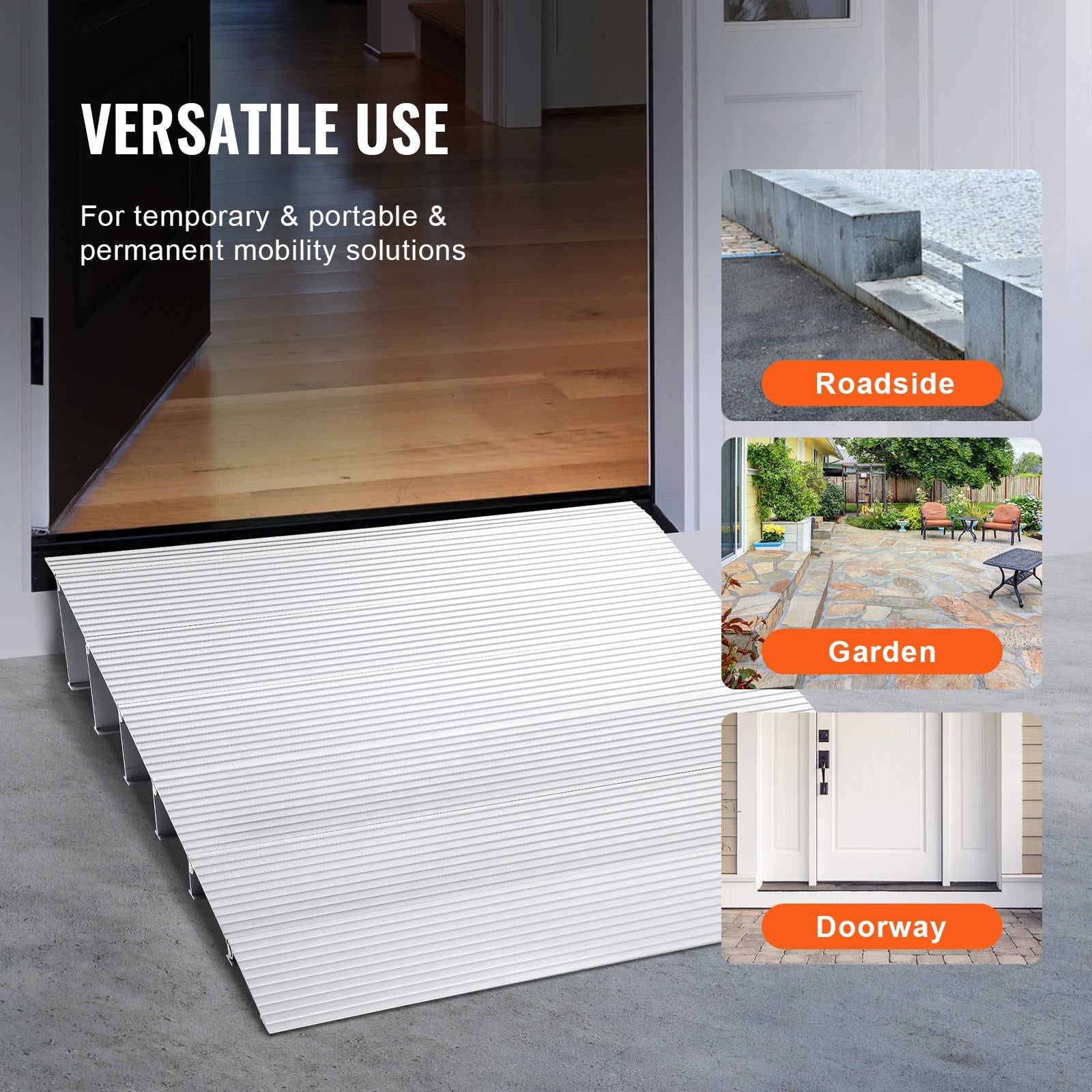Door Threshold Ramp, 6" Rise, 800 lbs Load Capacity, Door Ramp for Wheelchairs, Aluminum Threshold Ramp for Doorways, Adjustable Modular Threshold Ramp for Wheelchairs, Scooters, Power Chairs