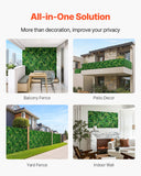 Artificial Wall Plants: VEVOR Artificial Grass Wall Panels, 12 PCS 20 x 20 inch, 3D Combination Greenery Boxwood  Panel for Indoor Outdoor Green Decor & Ivy Fence Covering, Privacy Backdrop Wall Hedge Screen for Garden