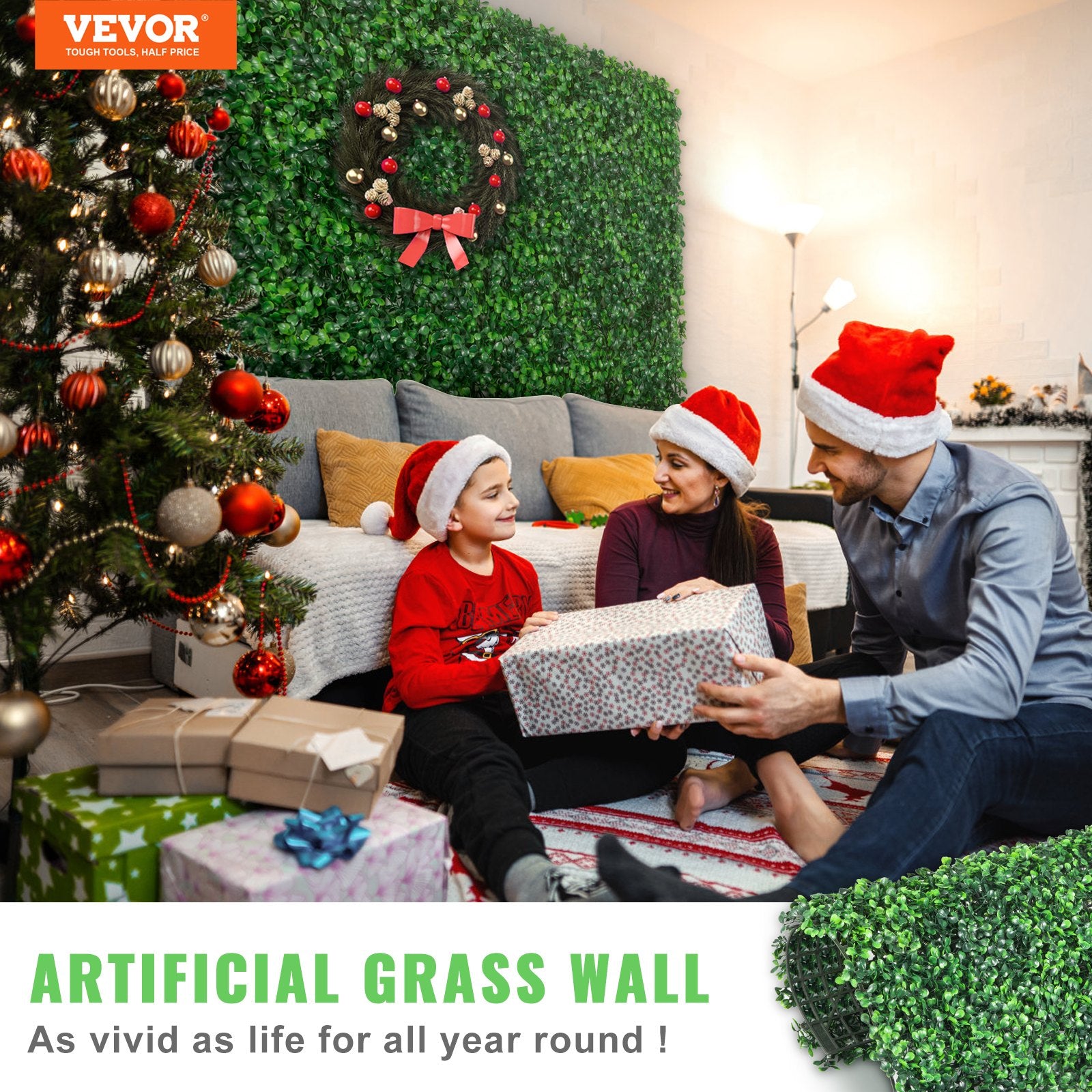 Caravan Accessories: VEVOR 12PCS 10x10 inch Artificial Boxwood Panels, Boxwood Hedge Wall Mat,Artificial Grass Backdrop Wall, Privacy Hedge Screen UV Protected for Outdoor Indoor Garden Fence Backyard