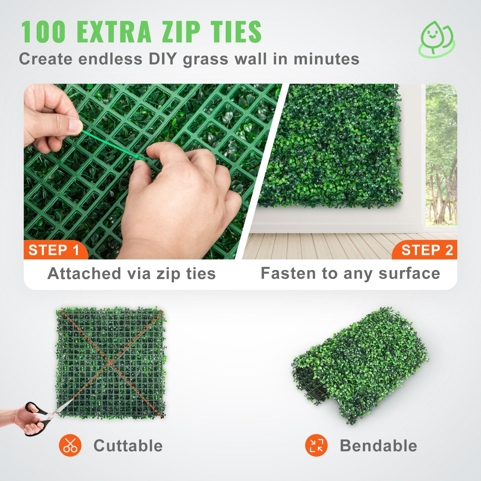 Caravan Accessories: VEVOR 12PCS 10x10 inch Artificial Boxwood Panels, Boxwood Hedge Wall Mat,Artificial Grass Backdrop Wall, Privacy Hedge Screen UV Protected for Outdoor Indoor Garden Fence Backyard