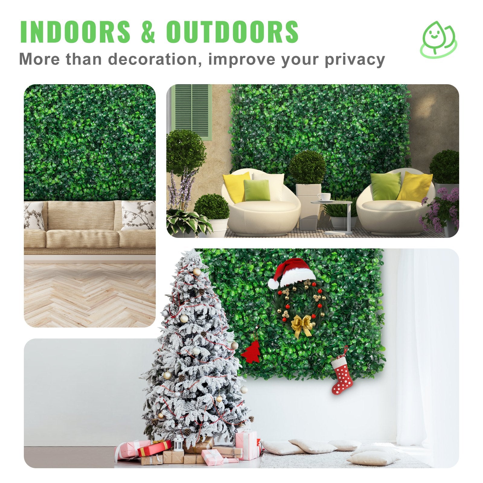 Caravan Accessories: VEVOR 12PCS 10x10 inch Artificial Boxwood Panels, Boxwood Hedge Wall Mat,Artificial Grass Backdrop Wall, Privacy Hedge Screen UV Protected for Outdoor Indoor Garden Fence Backyard