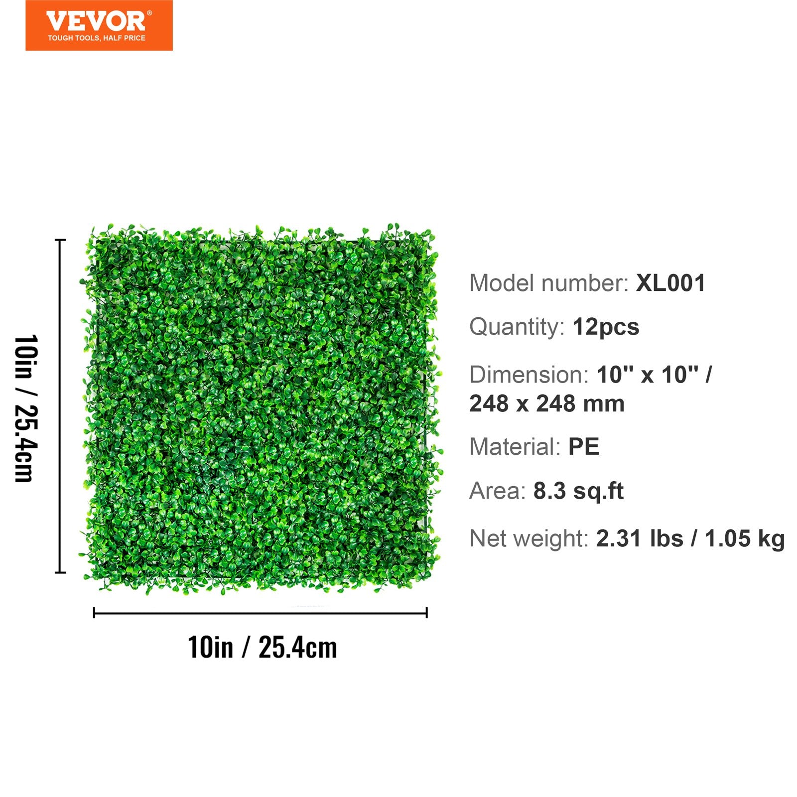 Caravan Accessories: VEVOR 12PCS 10x10 inch Artificial Boxwood Panels, Boxwood Hedge Wall Mat,Artificial Grass Backdrop Wall, Privacy Hedge Screen UV Protected for Outdoor Indoor Garden Fence Backyard