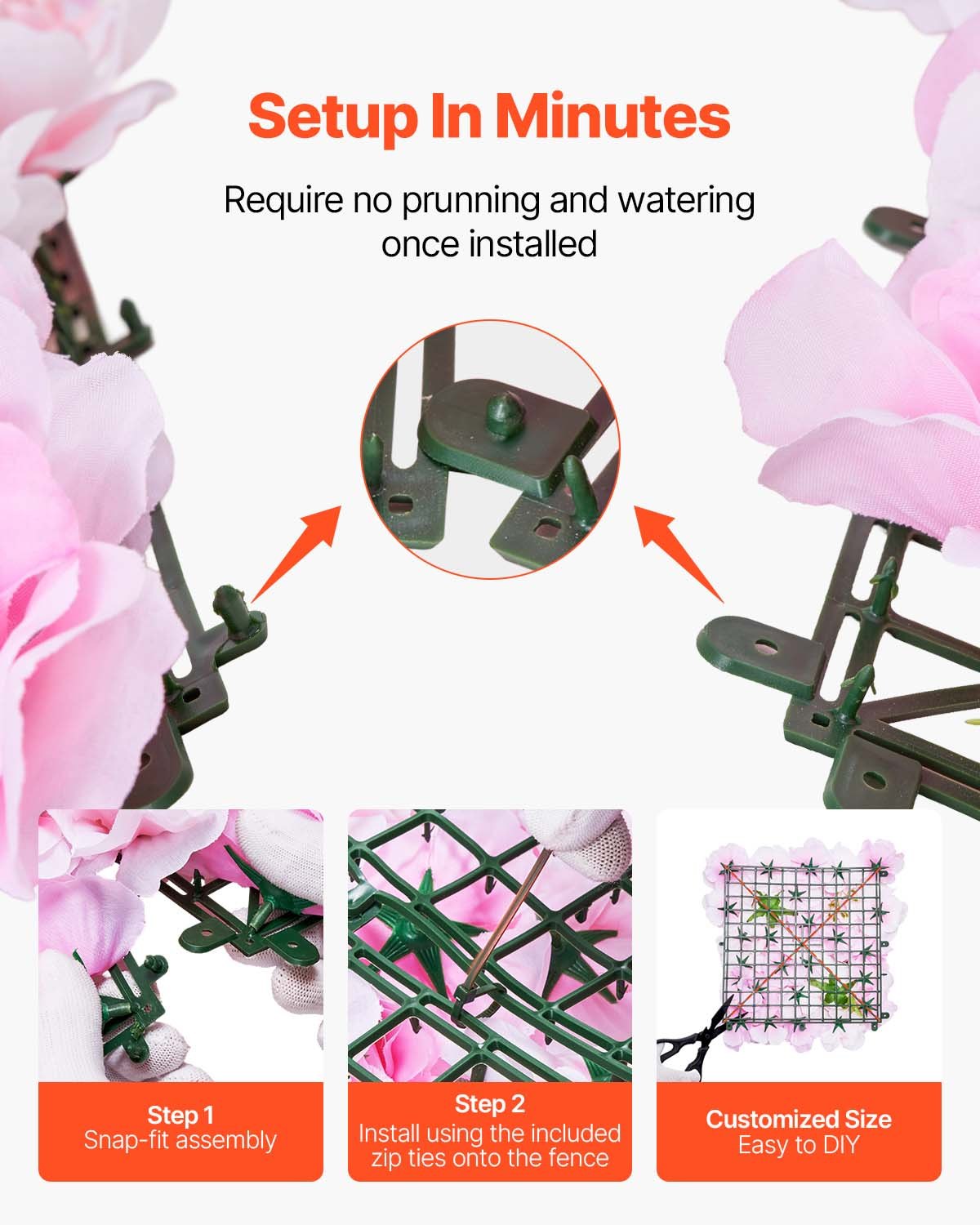 Canopies & Gazebos: VEVOR 3D Flower Wall Panel, 12 PCS 15 x 15 inch, Artificial Floral Wall Background Mesh Backing Mat,Seamless Design&Easy Installation for Wedding Valentines Day Home Baby Party Backdrop Decor,Pink