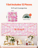 Canopies & Gazebos: VEVOR 3D Flower Wall Panel, 12 PCS 15 x 15 inch, Artificial Floral Wall Background Mesh Backing Mat,Seamless Design&Easy Installation for Wedding Valentines Day Home Baby Party Backdrop Decor,Pink